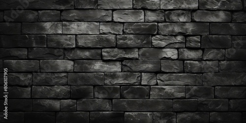 Black brick wall texture background photo