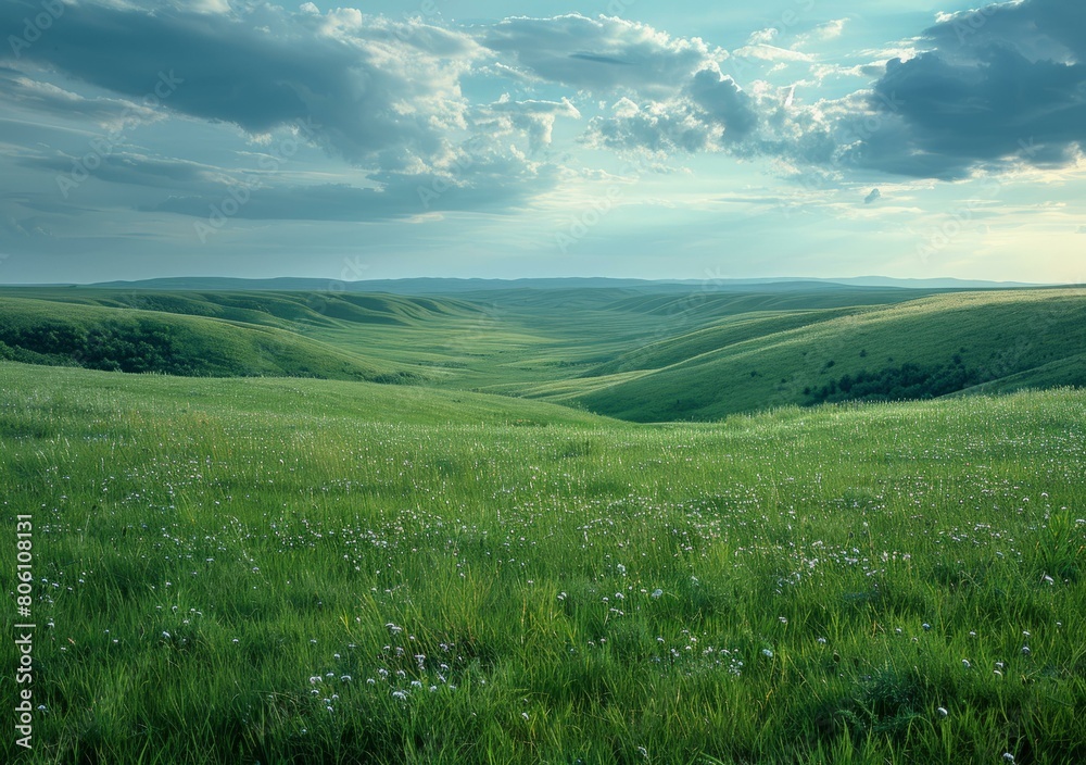 Fototapeta premium Grasslands under the vast sky