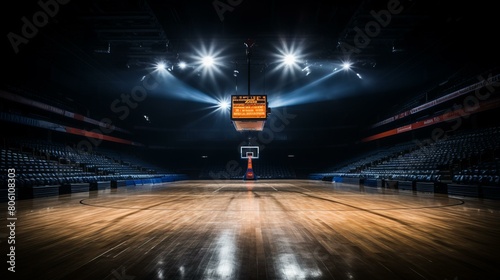 Basketball court with bright lights