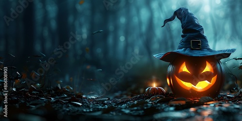 Jack-o'-Lantern with Witch Hat