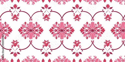 Seamless Floral Pattern with Red and Pink Motifs on White Background. Design for background  graphic design  print  poster  interior  packaging paper
