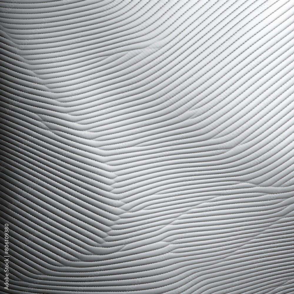Wavy white fabric with quilted geometric pattern Wavy white fabric with quilted geometric pattern
