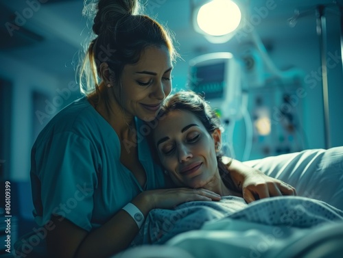 A Nurse Comforting a Patient in a Hospital