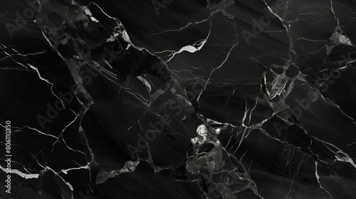 Black marble texture with white veins photo