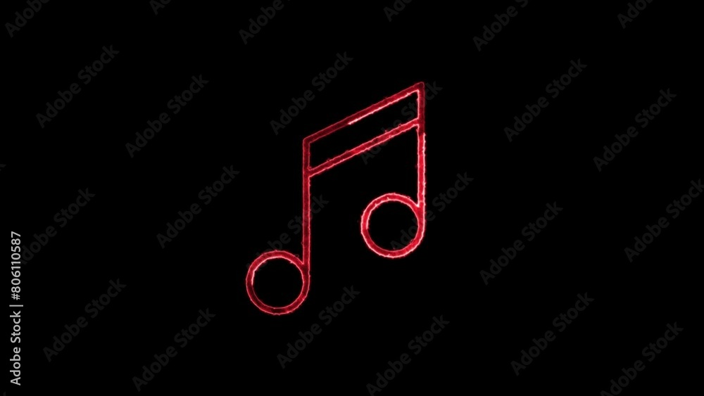 Glitch music note icon reveals on old bad tv monitor with noise glitch effect. Glitch music note icon reveals on old bad tv monitor with noise glitch effect.