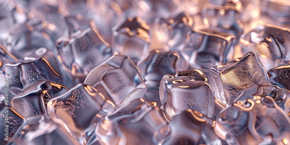 Ice cubes with a close up view