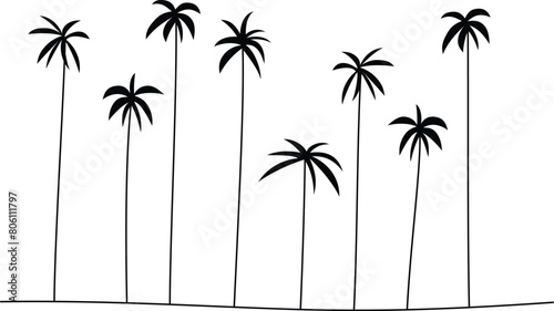 Palm trees simple line art © The Little Foot