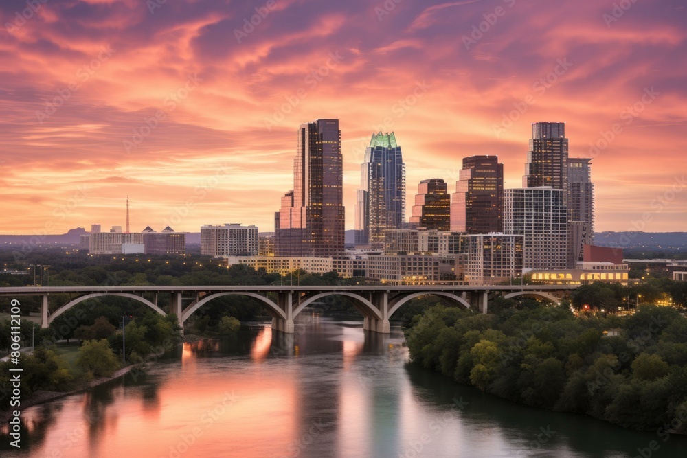 Fototapeta premium Austin skyline at sunset