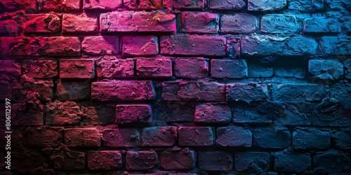 Blue and purple glowing brick wall background