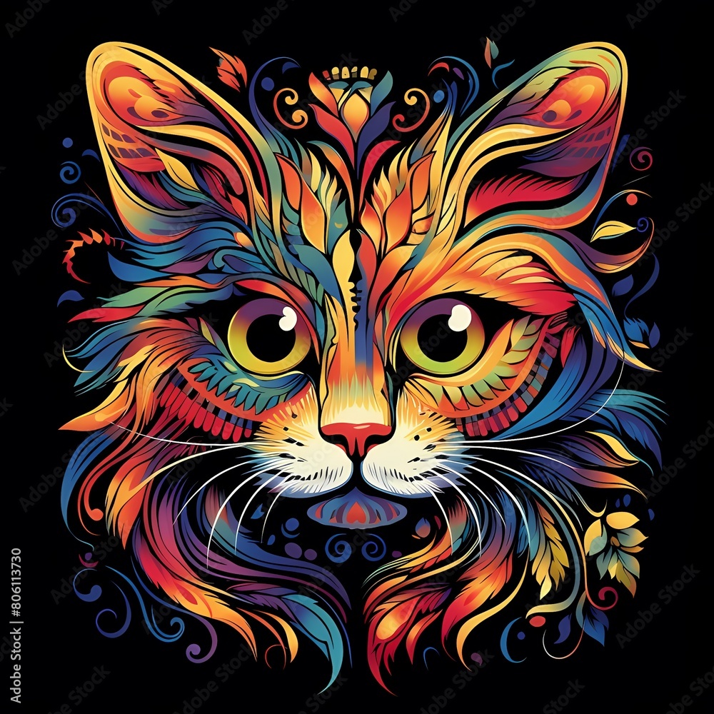 cat art illustration for use in print design