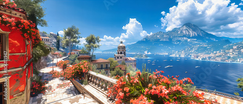 Picturesque View of Positano on the Amalfi Coast, Iconic Mediterranean Architecture Against a Stunning Seascape