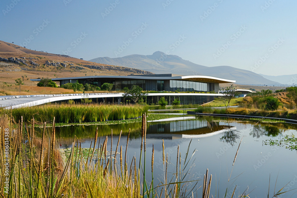 Fototapeta premium A research center in a BRICS nation working on renewable energy solutions, indicating a commitment to sustainable and technological advancement