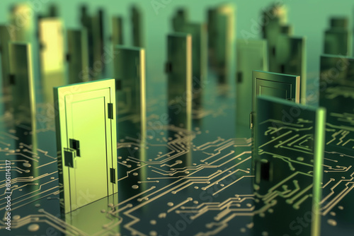 complexity of fintech through a CGI labyrinth of intertwined data lines and algorithms