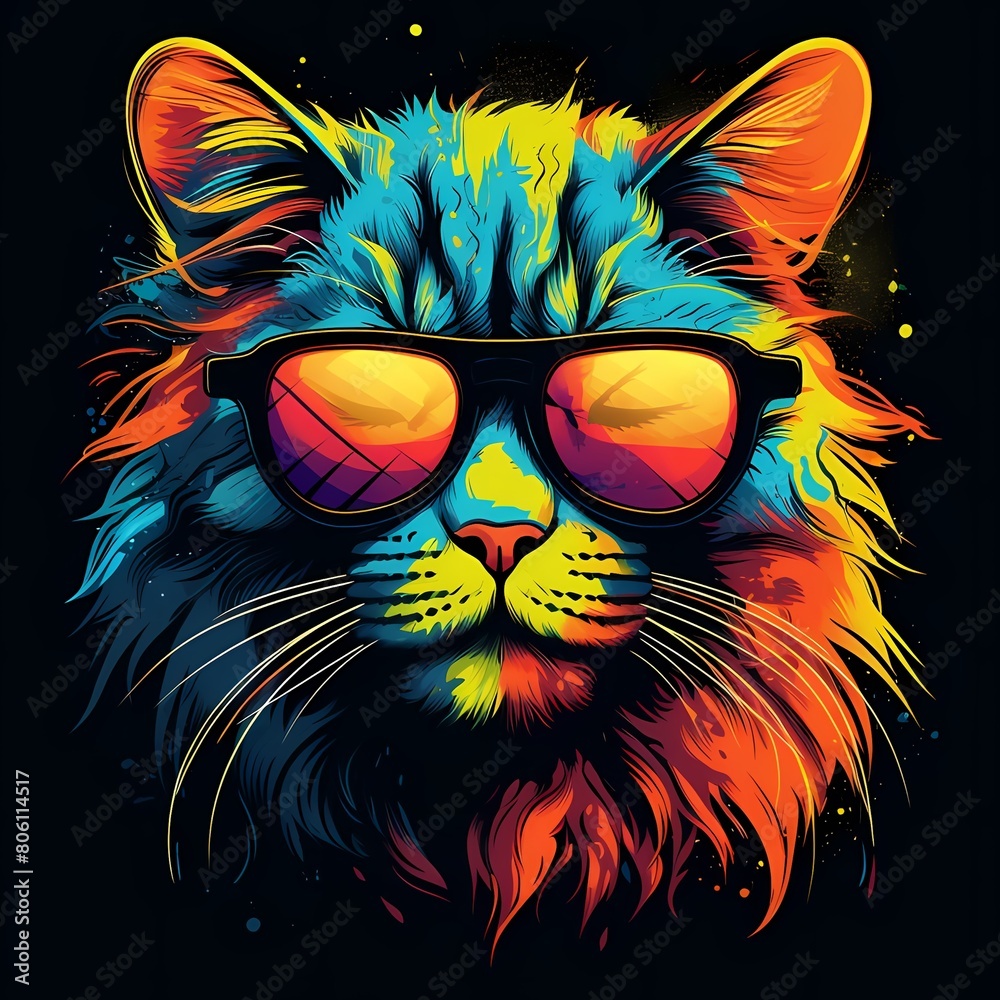 cat art illustration for use in print design