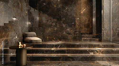 Rustic brown marble with hints of gold, reminiscent of autumn leaves.