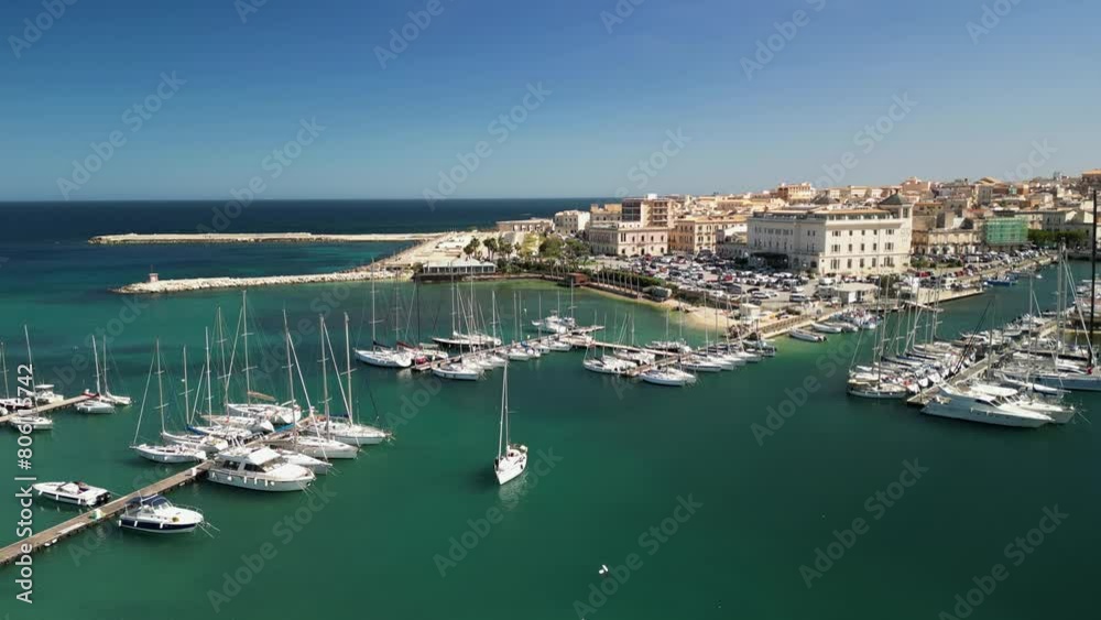 Bird's eye view of Syracuse, romantic island of Ortigia in Sicily
