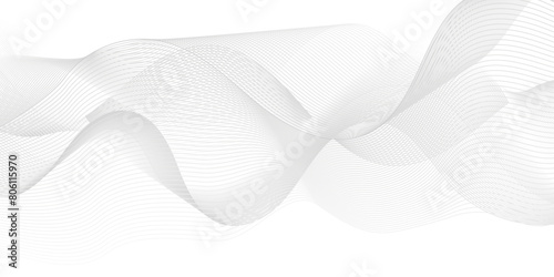 Vector abstract white digital blend wave lines technology background. Modern minimal gradient white flowing wave lines and glowing moving lines. Futuristic technology and sound wave lines background.