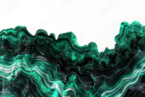 Deep emerald green and black tiddle waves, creating an abstract look similar to a dense forest at night, set against a solid white background.