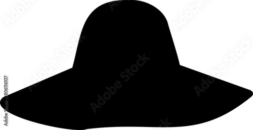 summer straw hat silhouette vector.
Flat women's straw hat  silhouette vector.