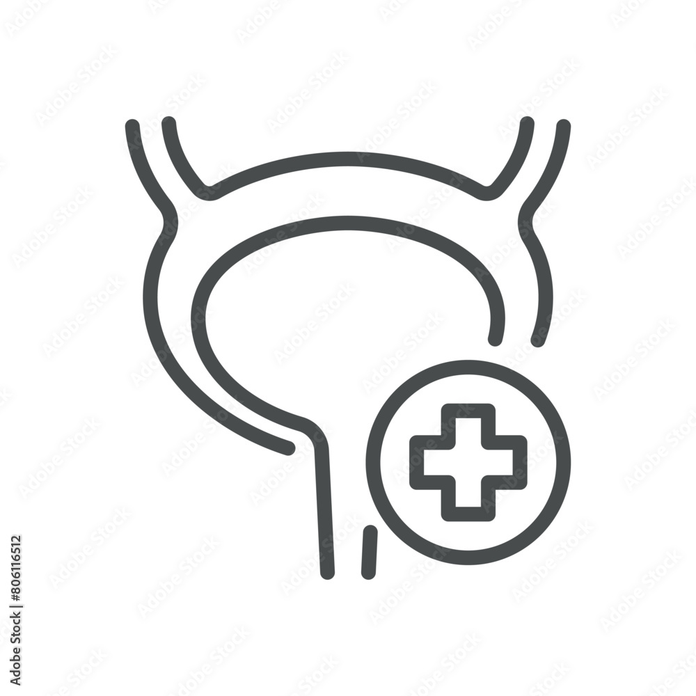 Bladder Health Icon. Line Illustration of a Healthy Bladder, Representing Urological Wellness and Preventive Care. Healthcare, Medical Education, and Wellness Programs. Isolated Vector Sign.