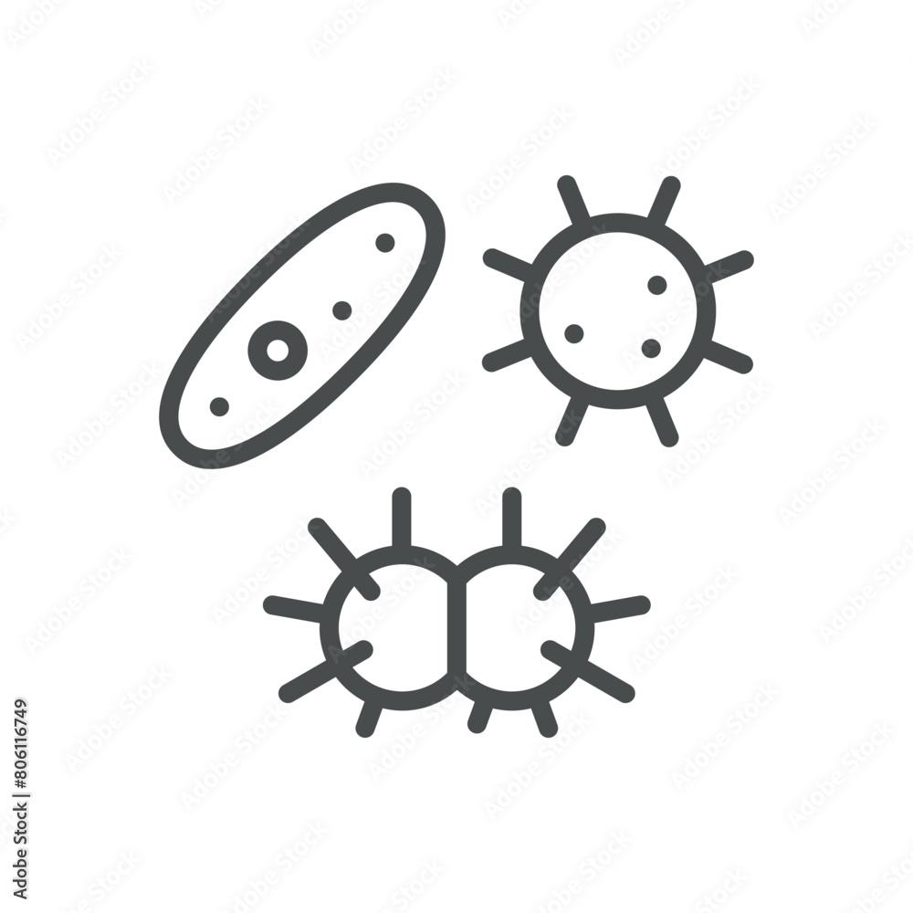 Obraz premium Sexually Transmitted Diseases Icon. Line Vector Illustration of Bacteria and Viruses, Symbolizing STDs and Health Awareness. Isolated Outline Sign.