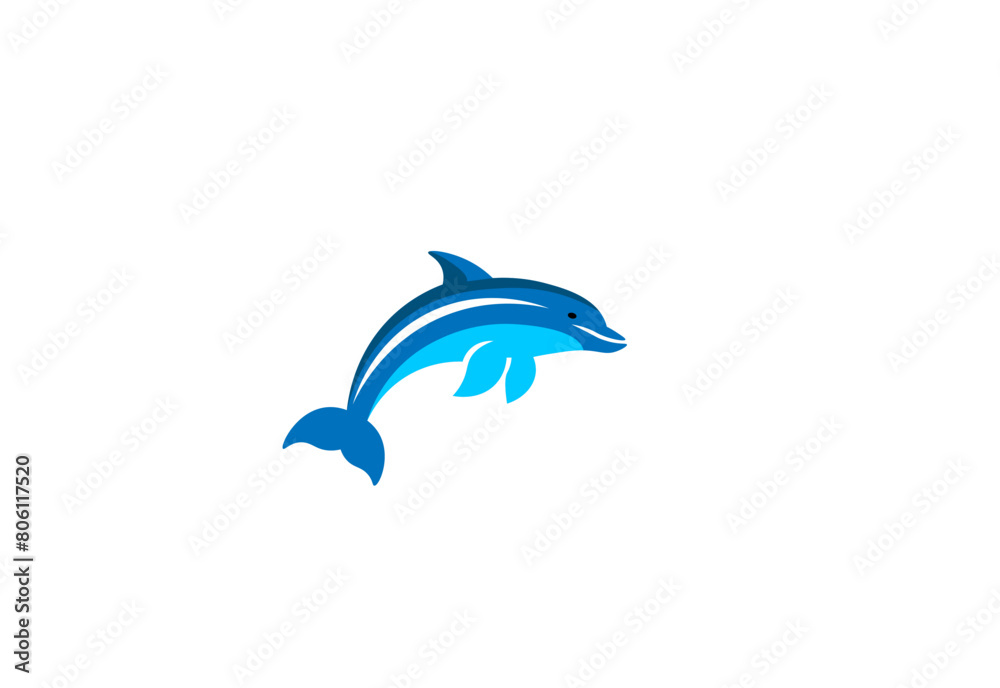 Vector illustration of a blue cartoon dolphin in a jump on a white background Vector illustration of a blue cartoon dolphin in a jump on a white background