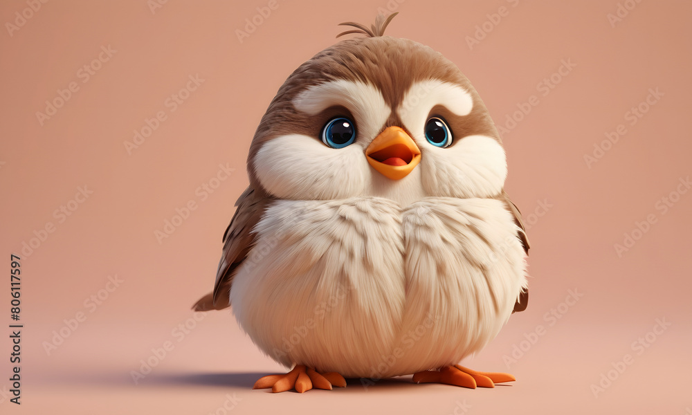 Cute fluffy and chubby Sparrow