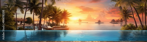 Paradise Found: Tropical Island Resort Boasting Infinity Pool and Sunset Vistas photo