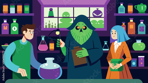 As customers browsed the potions the shopkeeper would occasionally whisper dont trust them without apparent reason adding to the air of paranoia..
