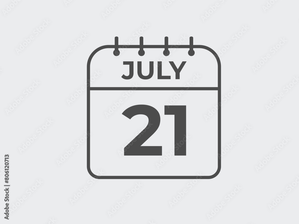 July 21 calendar reminder. 21 July daily calendar icon template. Calendar 21 July icon Design template. Vector illustration
July 21 calendar reminder. 21 July daily calendar icon template. Calendar 21 July icon Design template. Vector illustration