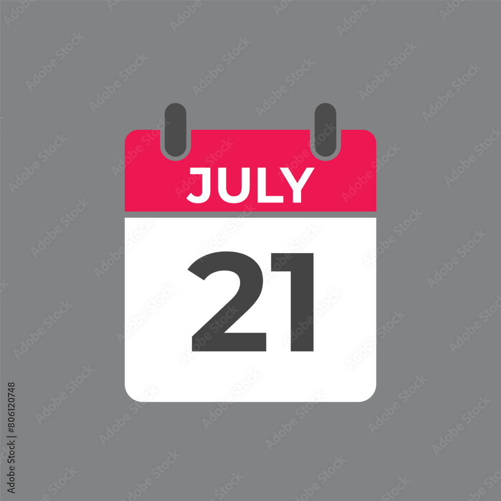 July 21 calendar reminder. 21 July daily calendar icon template. Calendar 21 July icon Design template. Vector illustration
July 21 calendar reminder. 21 July daily calendar icon template. Calendar 21 July icon Design template. Vector illustration