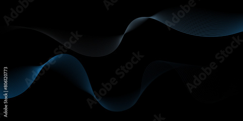 Technology abstract wave lines on black background Vector wavy lines pattern smooth curve flowing dynamic blue green gradient background. futuristic graphic energy sound waves technology concept.