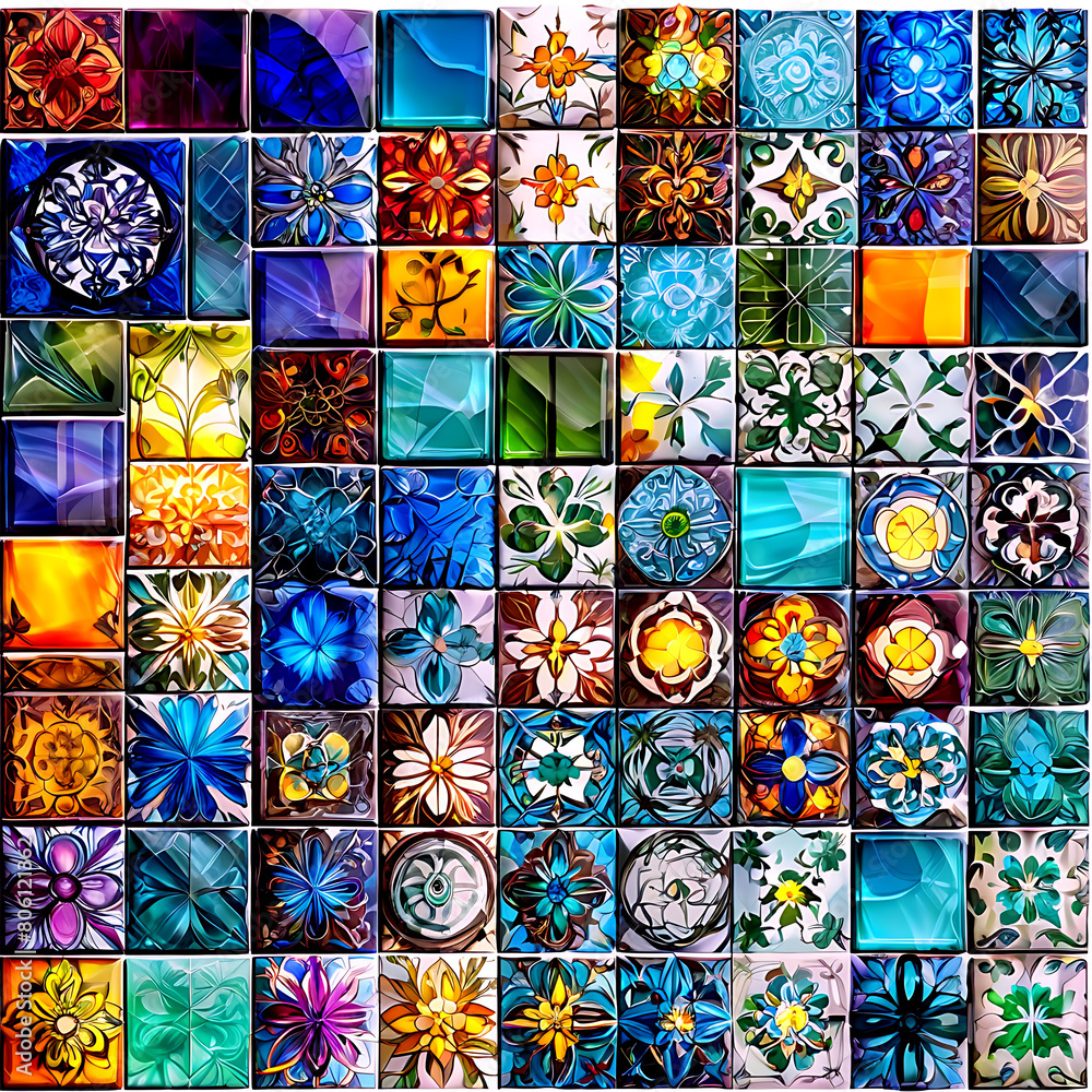A collection of decorative glass tiles Transparent Background Images 