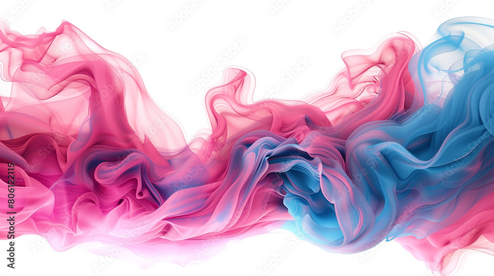 Vibrant matte pink and smokey sea blue waves, evoking a playful and spirited abstract on a solid white background.