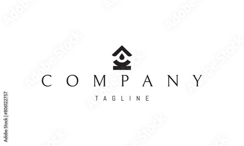 A vector logo with an abstract image of a well with a drop in the middle.