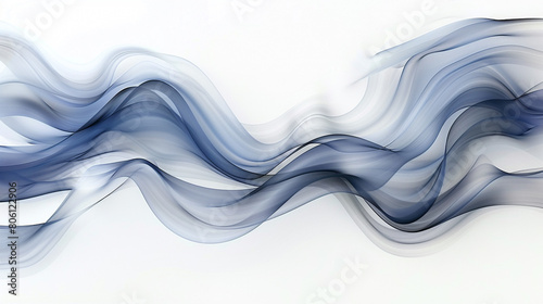 Wavy smokey abstract with matte midnight blue and pale silver on a solid white background, giving a nocturnal mystique. photo