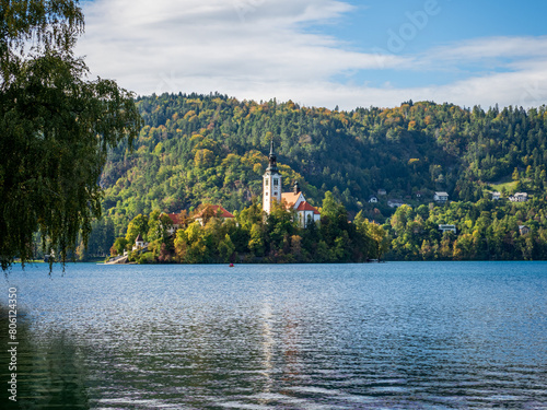 Assumption of Maria Church on Hill Overlooking Lake Bled
