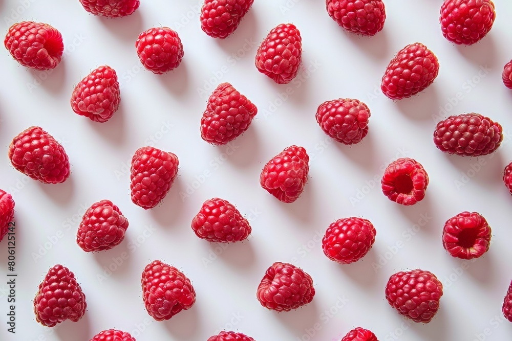 Raspberry close-up shot from above with deep shadows. Beautiful simple AI generated image in 4K, unique.