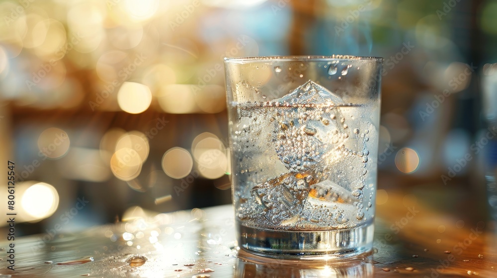 Craft an image of a glass filled with ice-cold water Craft an image of a glass filled with ice-cold water