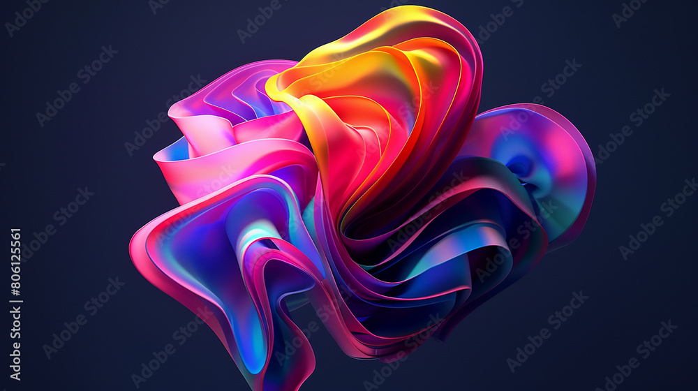 Abstract Background with 3D Wave Bright orange and Purple Gradient background.