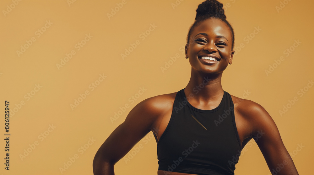 Healthy young black fitness enthusiast. Female who is interested in ...