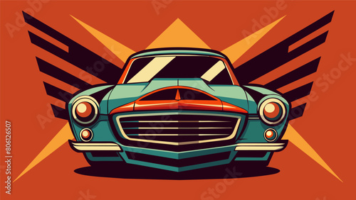 A vintage car hood repurposed into a cool and edgy statement piece mounted on the wall and serving as a unique and eyecatching art installation.. Vector illustration