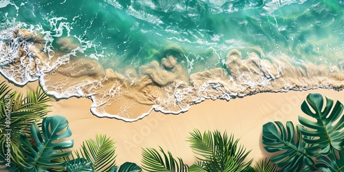 Vacation Concept with Beach. Holiday Background with Natural Plant Elements.