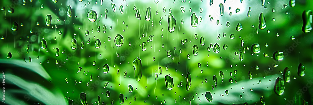 Raindrops on Window, Abstract Patterns of Water in a Storm, Close-Up on Natures Refreshing Weather