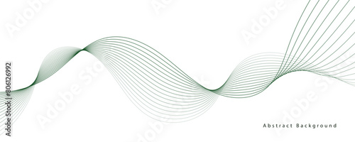 Vector abstract background with dynamic green waves.
