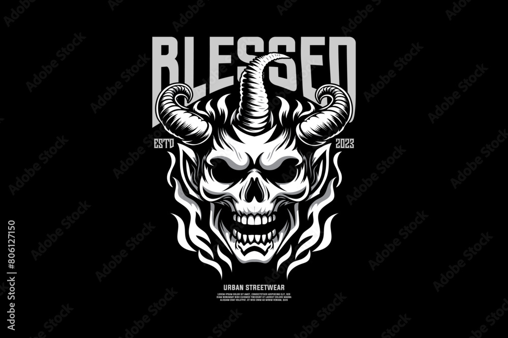 Obraz premium Monster skeleton demonic style art vector templates