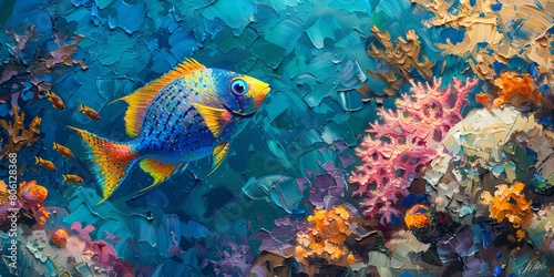 Yellowtail Damselfish in Coral Reef photo