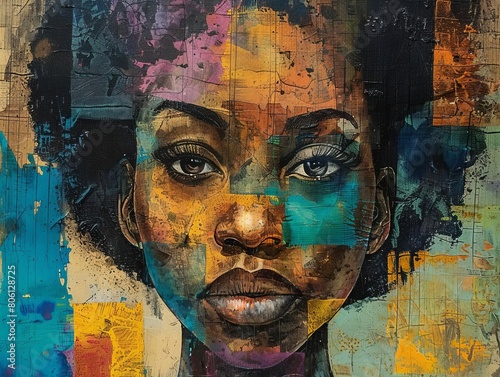 Abstract representation of the beauty and resilience of a black African woman