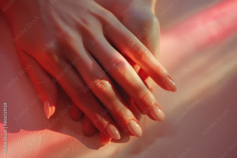 Fototapeta premium Hands of a caucasian female to hold ball-sized object, isolated on white. Beautiful simple AI generated image in 4K, unique.