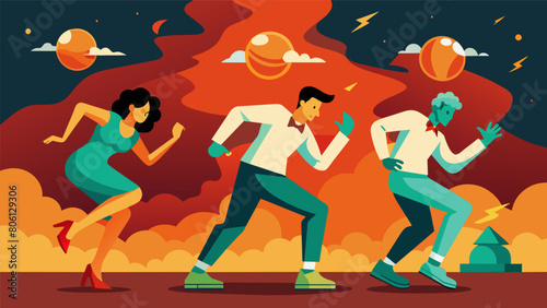 The dancers stomp their feet to the beat their movements symbolizing the earths trembling and quaking as it faces the prospect of doomsday..
